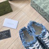 Women's GG Denim Lace-Up Sneakers Blue