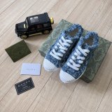 Women's GG Denim Lace-Up Sneakers Blue