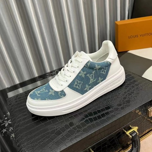 Men's Beverly Hills Casual Sports Shoes Denim Blue and White