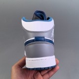 Air Jordan1 Mid True Casual Sneakers Grey White Blue Man DQ8426-014 Woman DQ8423-014