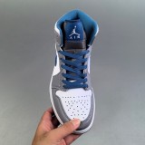 Air Jordan1 Mid True Casual Sneakers Grey White Blue Man DQ8426-014 Woman DQ8423-014