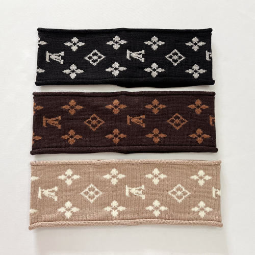 Wide Edge Headpiece Jacquard Logo Sport Knit Hairband 127# 7.5cm