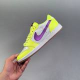 AJ1 Retro Low Top Versatile Sneakers Yellow&Gray&Purple DM7866-666