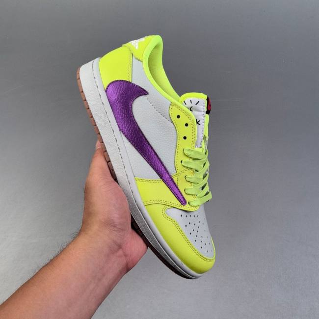 AJ1 Retro Low Top Versatile Sneakers Yellow&Gray&Purple DM7866-666