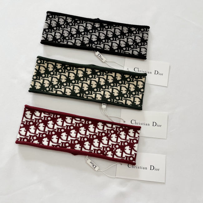 Wide Edge Headpiece Two Color Jacquard Logo Knit Hairband 122# 7.5CM