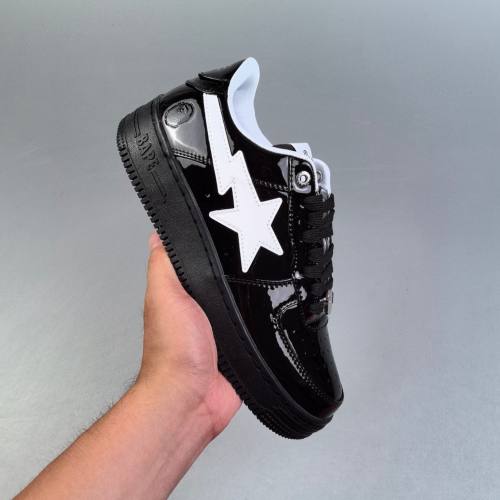Sta #2 Black Patent Low Top Retro Versatile Sneakers