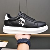 Men's Low Top Lace Up Simple Versatile Sneakers Black White