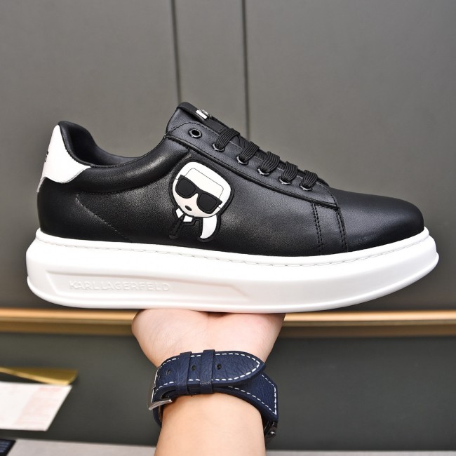 Men's Low Top Lace Up Simple Versatile Sneakers Black White