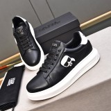 Men's Low Top Lace Up Simple Versatile Sneakers Black White