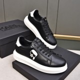 Men's Low Top Lace Up Simple Versatile Sneakers Black White