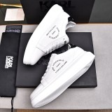 Men's Low Top Lace Up Simple Versatile Sneakers White