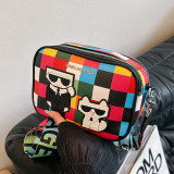 Women's Double Zipper Double Layer Printed Crossbody Bag Shoulder Bag 85337