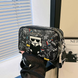 Women's Double Zipper Double Layer Printed Crossbody Bag Shoulder Bag 85337