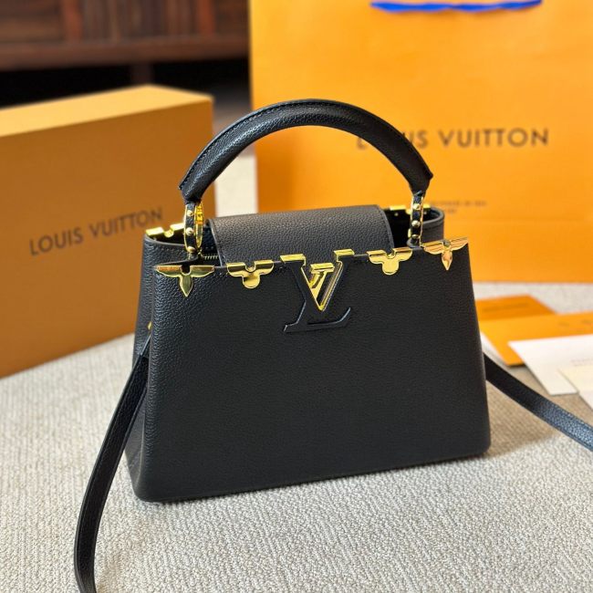 Women's original Capucines Taurillon Cowhide handbag black 20CMX14CM