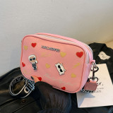 Women's Double Zipper Double Layer Printed Crossbody Bag Shoulder Bag 85337
