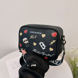 Women's Double Zipper Double Layer Printed Crossbody Bag Shoulder Bag 85337