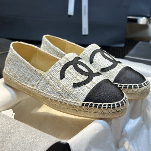 Women's Espadrilles Flat Shoes Beige Black