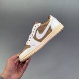 Travis Scott x Air Jordan 1 Low Sneakers White Brown Khaki DM7866-106
