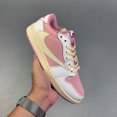 Travis Scott x Air Jordan 1 Low Versatile Sneakers Pink White DM7866-600
