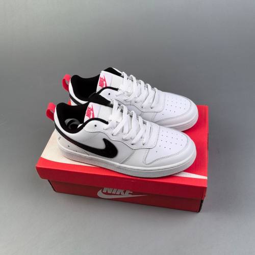 NK Court Borough 2 Low Top Cushioned Sneakers White Black BQ5448 118