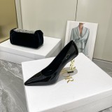 Cowhide Patent Leather High Heels Black Gold