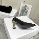 Cowhide Patent Leather High Heels Black Gold
