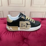 Portofino DG Logo Calf Leather Sneakers Black Khaki