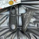 Portofino Solid Minimalist Calf Leather Sneakers Black