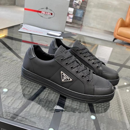 Downtown Men's Nappa Leather Re-Nylon Low Top Sneakers Black