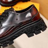 BAROQUE Retro Lace-up Leather Shoes Brown Black