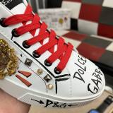 DG Portofino Rivet Embroidery Trendy Sneakers White Red