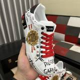 DG Portofino Rivet Embroidery Trendy Sneakers White Red
