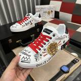 DG Portofino Rivet Embroidery Trendy Sneakers White Red
