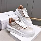 Odissea Cowhide Embroidery Sneakers White Brown