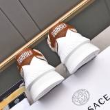 Odissea Cowhide Embroidery Sneakers White Brown