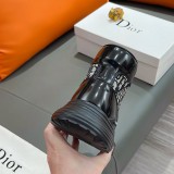 Combat Oblique Ankle Boot High Top Shoes Black Beige