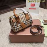 Trendy Canvas Patchwork Lether Versatile Shoulderbag Handbag Khaki 19x13cm