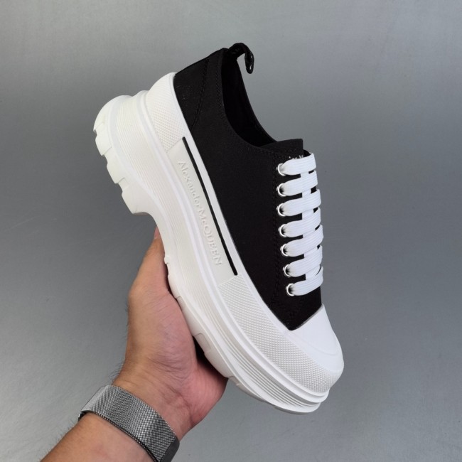 Tread Slick Low Lace Up Chunky Shoes Black White（Heel height 5.5cm）