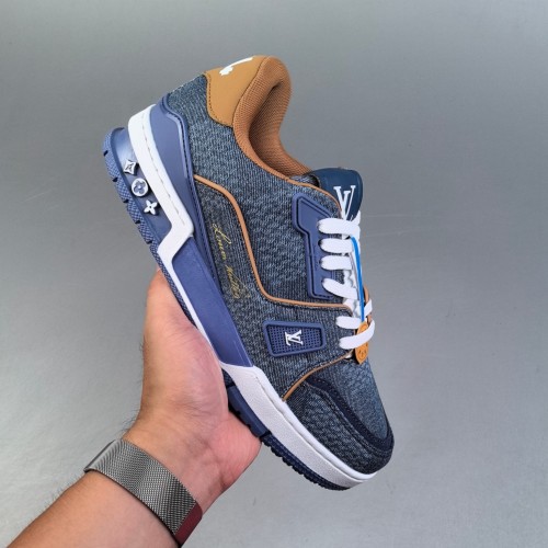 Trainer Sneaker Low Denim Blue Brown