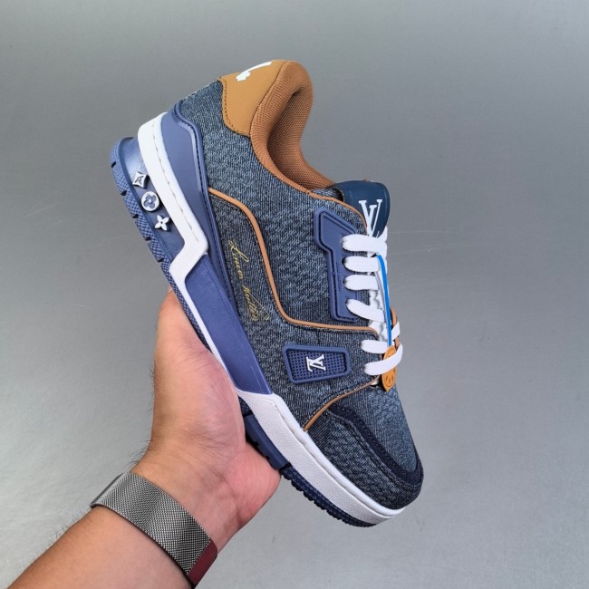 Trainer Sneaker Low Denim Blue Brown