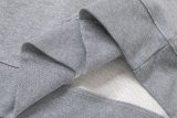 B Letter Graphic Cotton Blend Zip Hoodie Pale Grey Melange