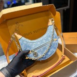 Women's Loop Sky Denim Monogram Shoulder Bag Blue M24846 25cm