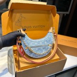 Women's Loop Sky Denim Monogram Shoulder Bag Blue M24846 25cm