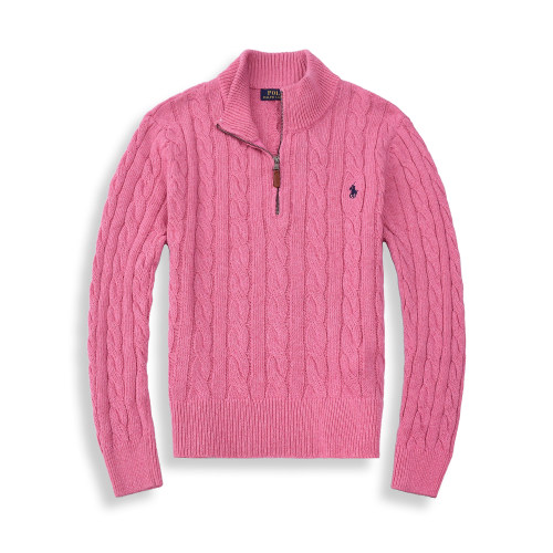 Autumn Winter Women's Solid Color Simple Zipper Knit Sweater
