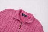 Autumn Winter Women's Solid Color Simple Zipper Knit Sweater