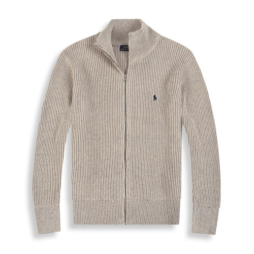 Autumn Winter Men's Solid Color Simple Zipper Knit Sweater