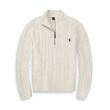 Autumn Winter Women's Solid Color Simple Zipper Knit Sweater