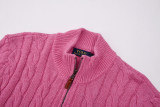 Autumn Winter Women's Solid Color Simple Zipper Knit Sweater