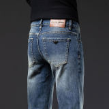 Men's Straight Fit Jeans – Brand Logo & Comfort Stretch