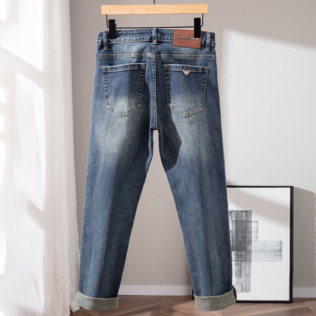 Men's Straight Fit Jeans – Brand Logo & Comfort Stretch